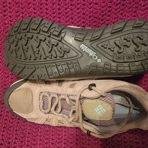 Womens Columbia Tan Athletic Shoes with Rugged Sole